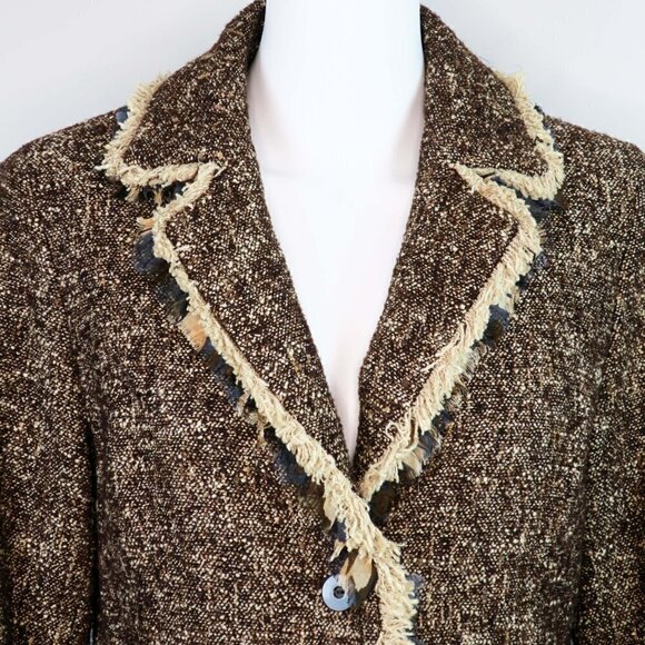 Doncaster Brown Boucle Tweed Career Blazer Jacket - Picture 2 of 6